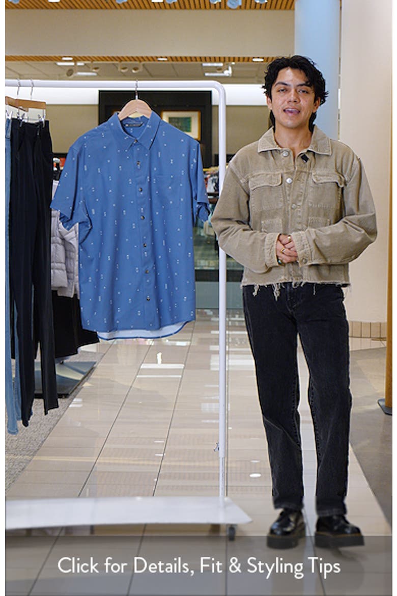 Techwoven Waves Geo Print Short Sleeve Performance Button-Up Shirt video