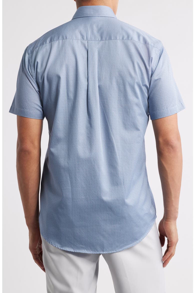 Keith Geometric Print Short Sleeve Button-Down Shirt, Alternate, color, RUDDY BLUE