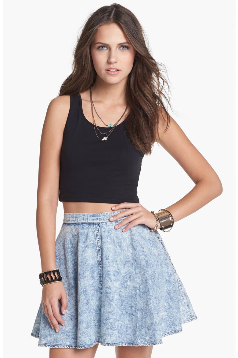 Acid Wash Chambray Skirt, Main, color, CHAMBRAY