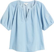 beachlunchlounge Laurent Embroidered Denim Top