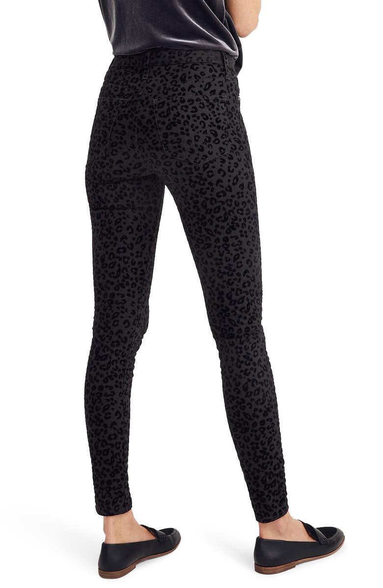 Madewell Mid-Rise Flocked Leopard Skinny Jeans, Alternate, color, 