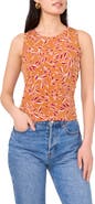 Vince Camuto Leaf Print Keyhole Back Tank