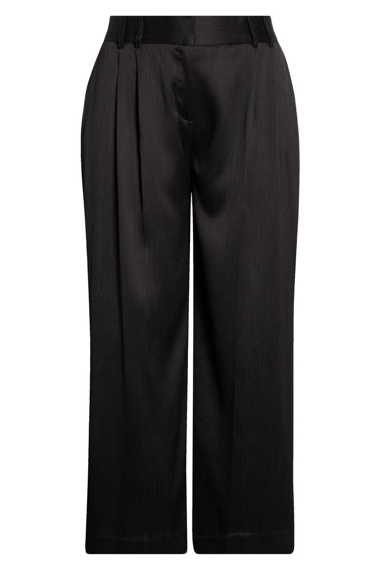 Wide Leg Crinkle Satin Pants, Alternate, color, BLACK