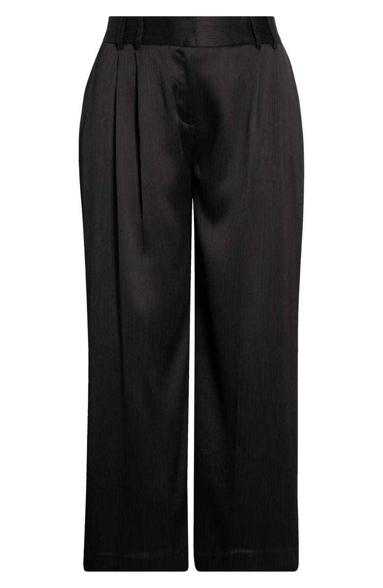 Tahari ASL Wide Leg Crinkle Satin Pants, Alternate, color, Black