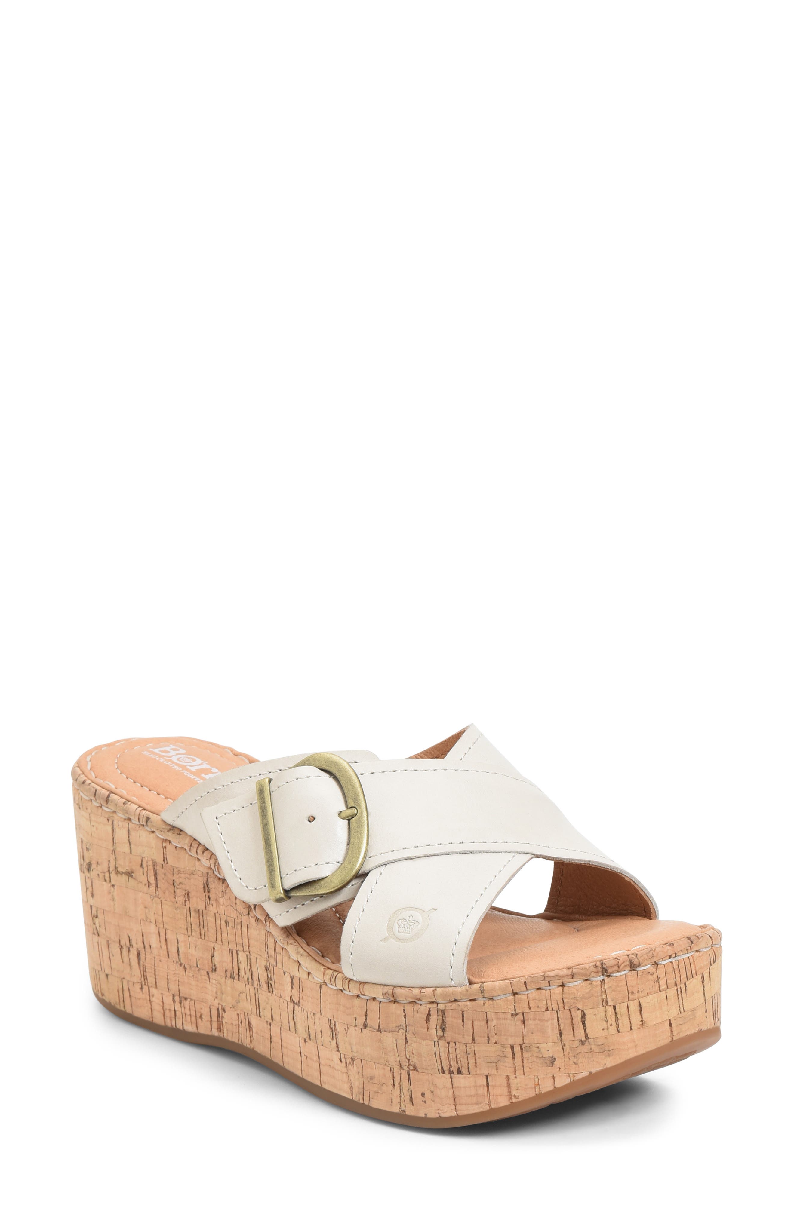 Devona Platform Wedge Sandal, Main, color, WHITE LEATHER