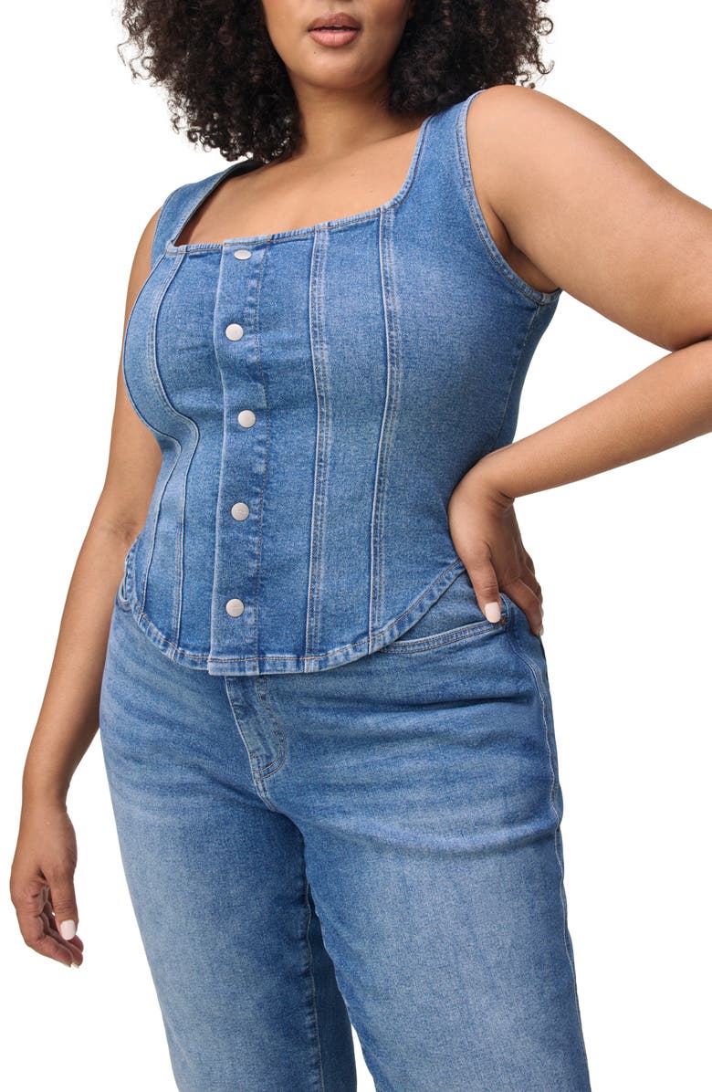 WARP+WEFT Snap-Up Denim Vest, Main, color, 