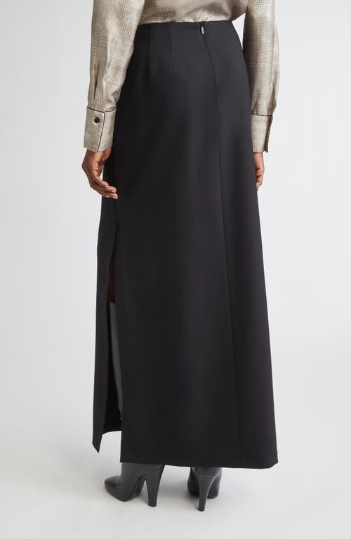 Lafayette 148 New York Side Slit Stretch Wool A-line Maxi Skirt In Black