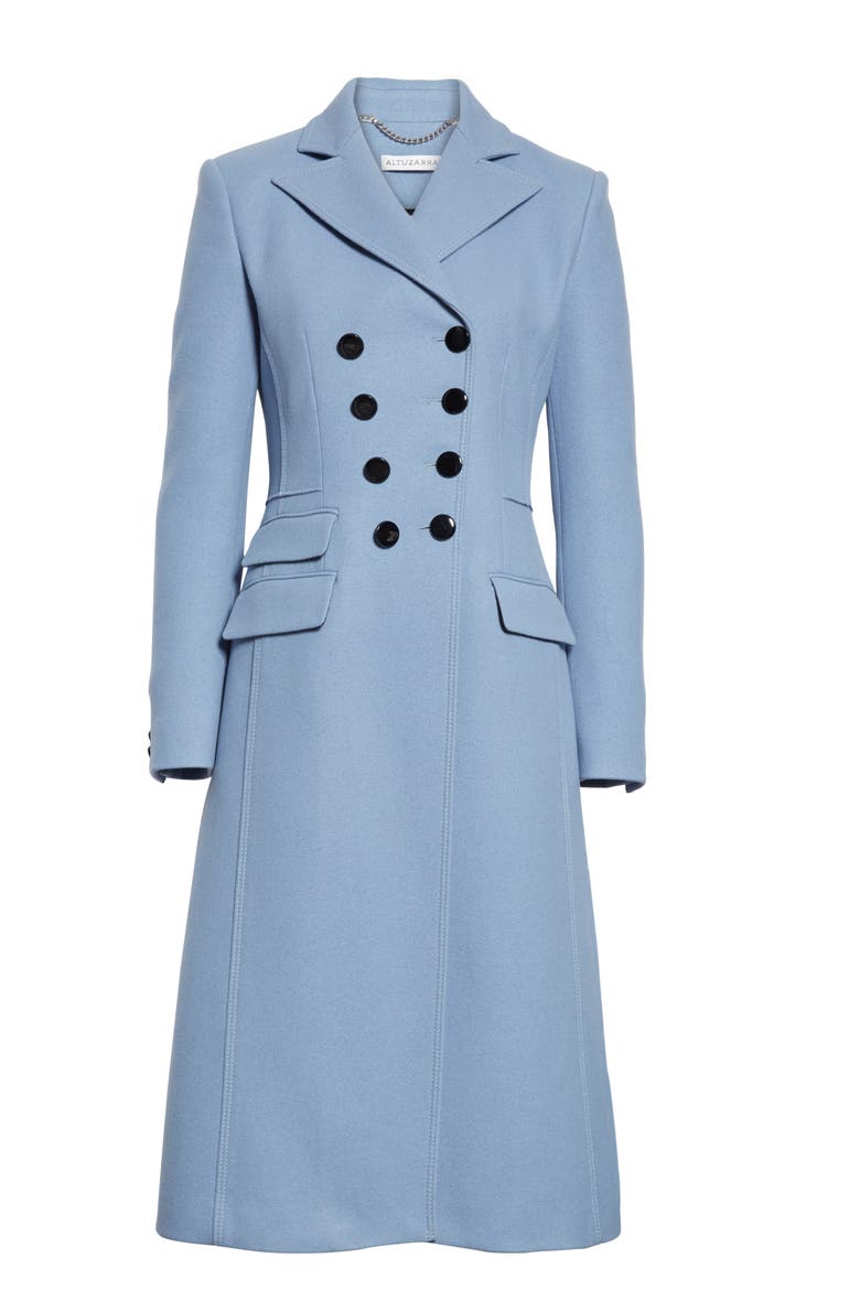 Double Breasted Three-Quarter Coat, Alternate, color, FLAX FLOWER