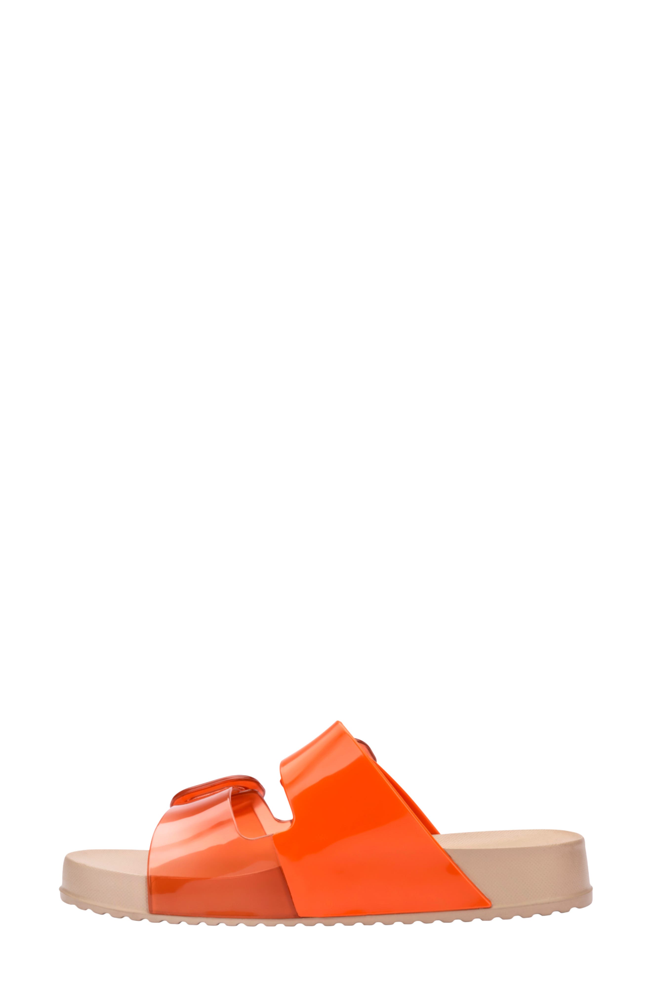 Cozy Buckle Slide Sandal, Alternate, color, BEIGE/ORANGE