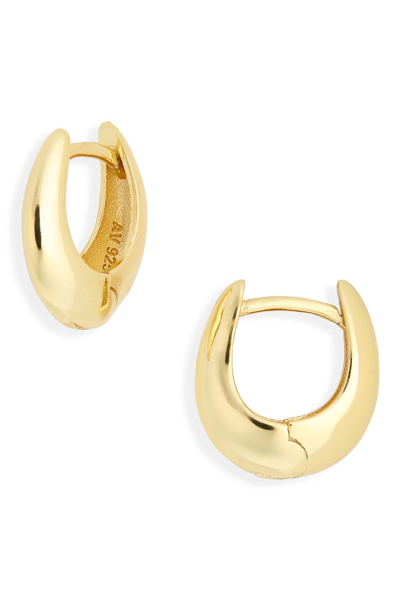 Teardrop Dome Huggie Hoop Earrings, Main, color, GOLD