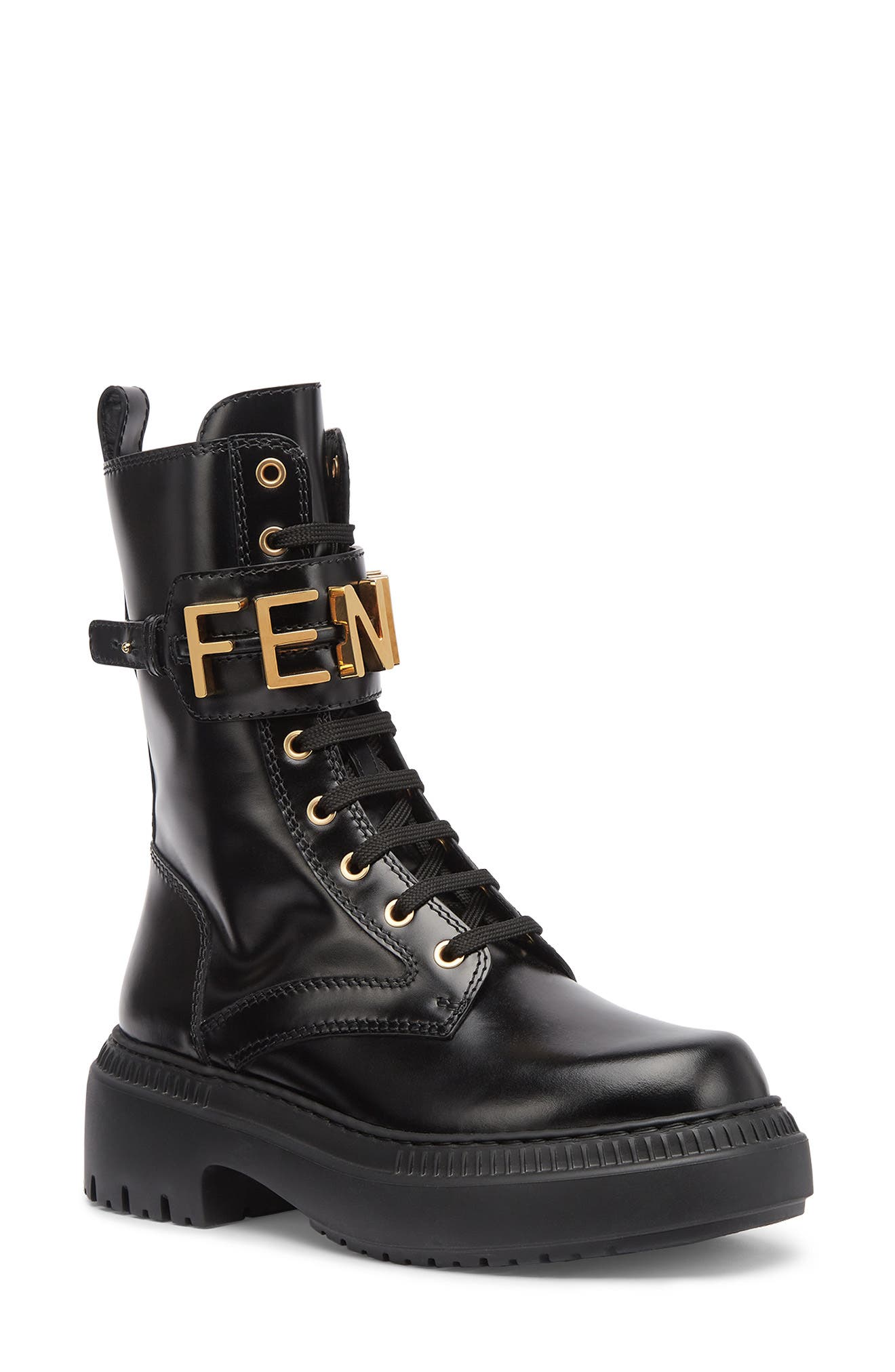 Fendi graphy Combat Boot, Alternate, color, 
