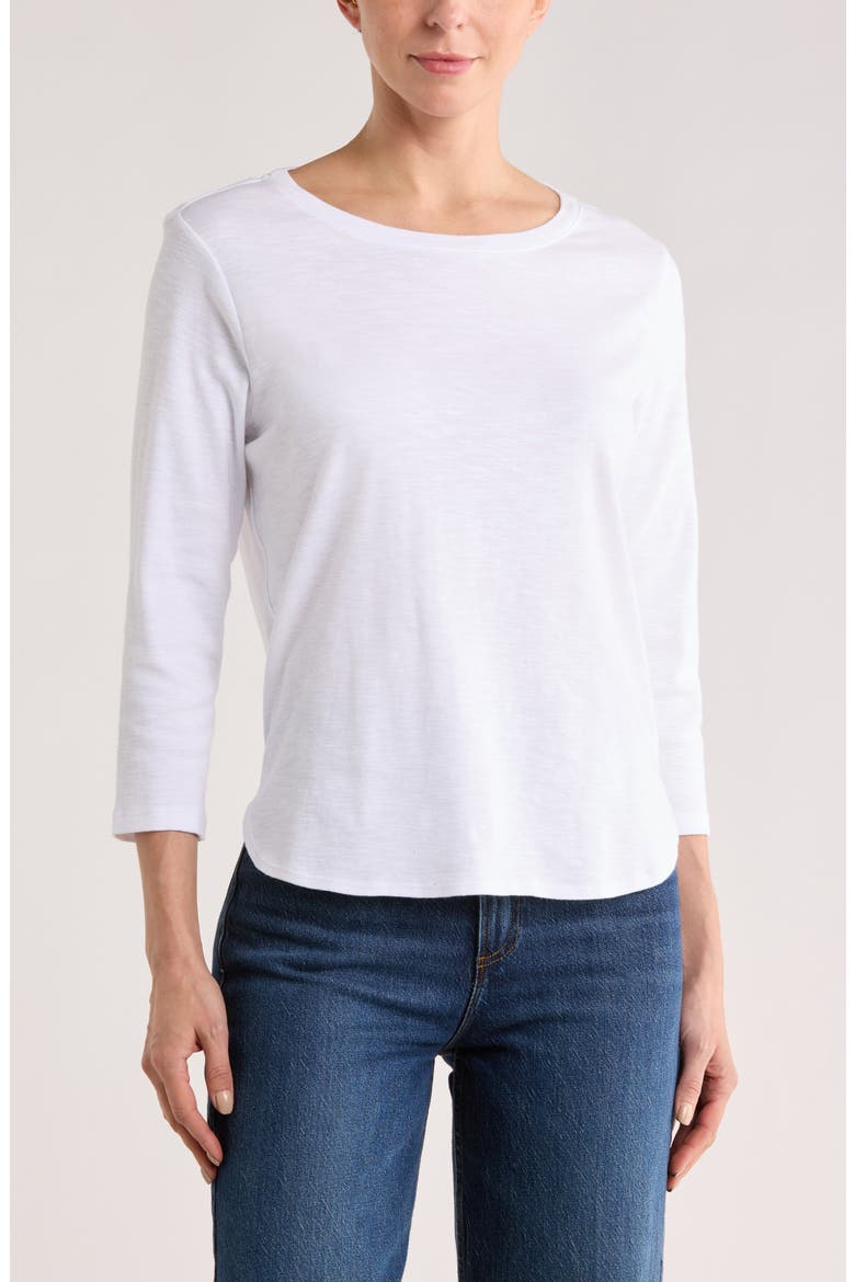 Ribbed High-Low Cotton Shirt, Main, color, WHITE