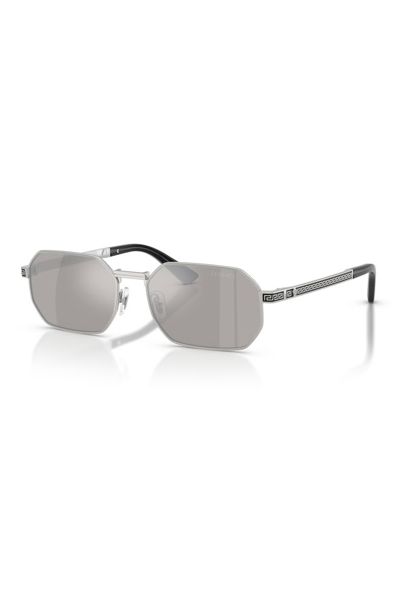 54mm Rectangular Sunglasses, Alternate, color, SILVER / GREY MIRROR SILVER
