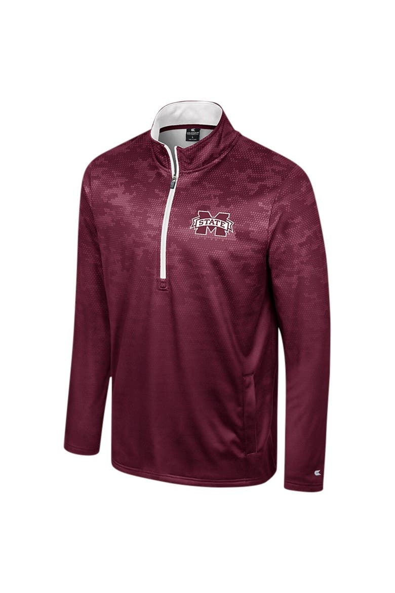 Men's Colosseum  Maroon Mississippi State Bulldogs The Machine Half-Zip Jacket, Alternate, color, Maroon