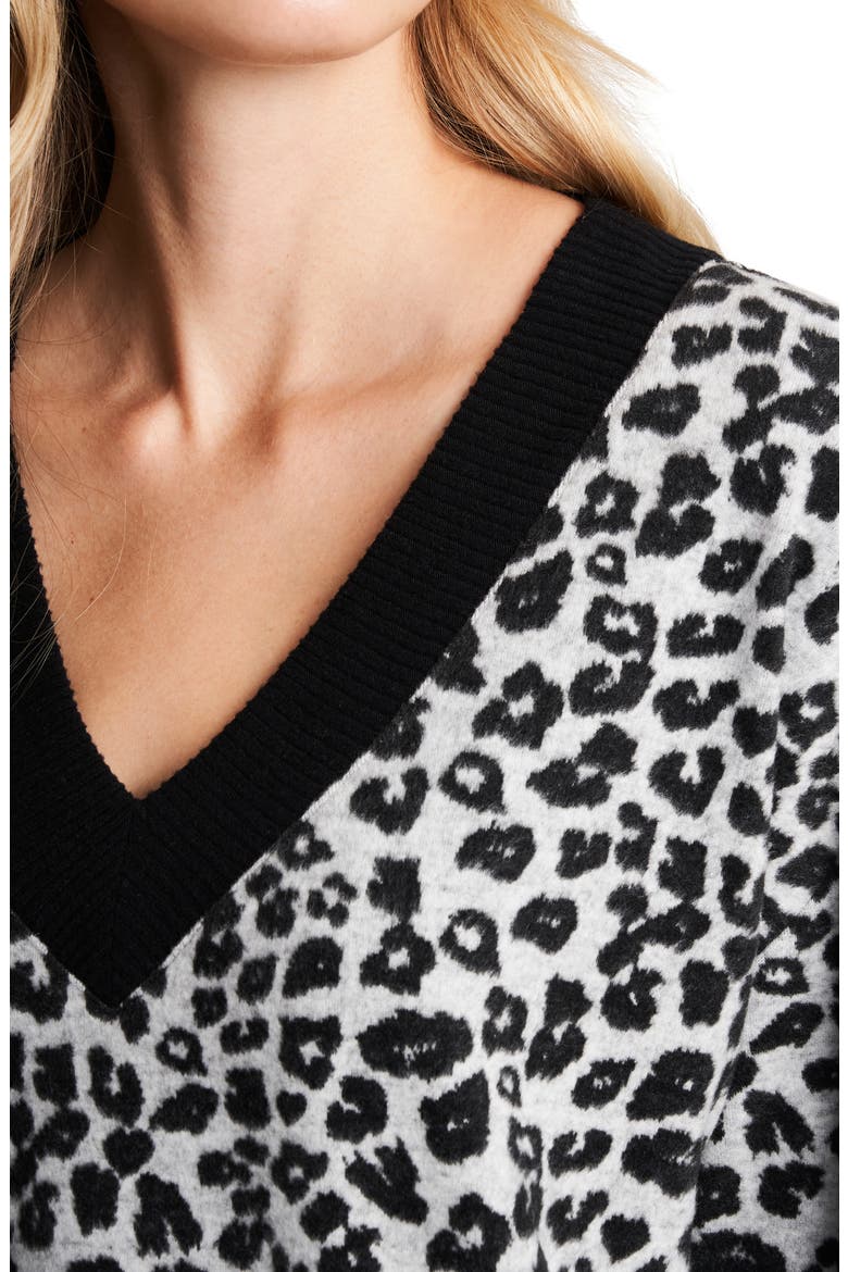 Leopard Jacquard Long Sleeve Top, Alternate, color, SILVER HEATHER