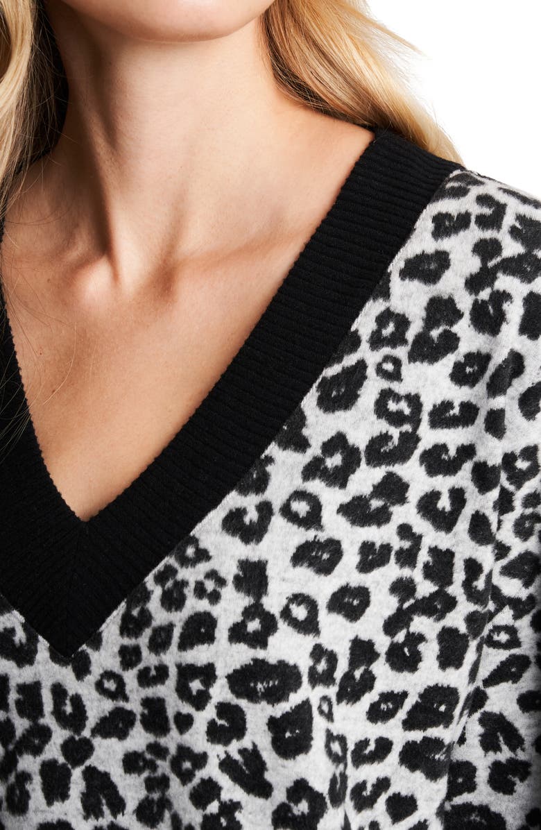 Vince Camuto Leopard Jacquard Long Sleeve Top, Alternate, color,