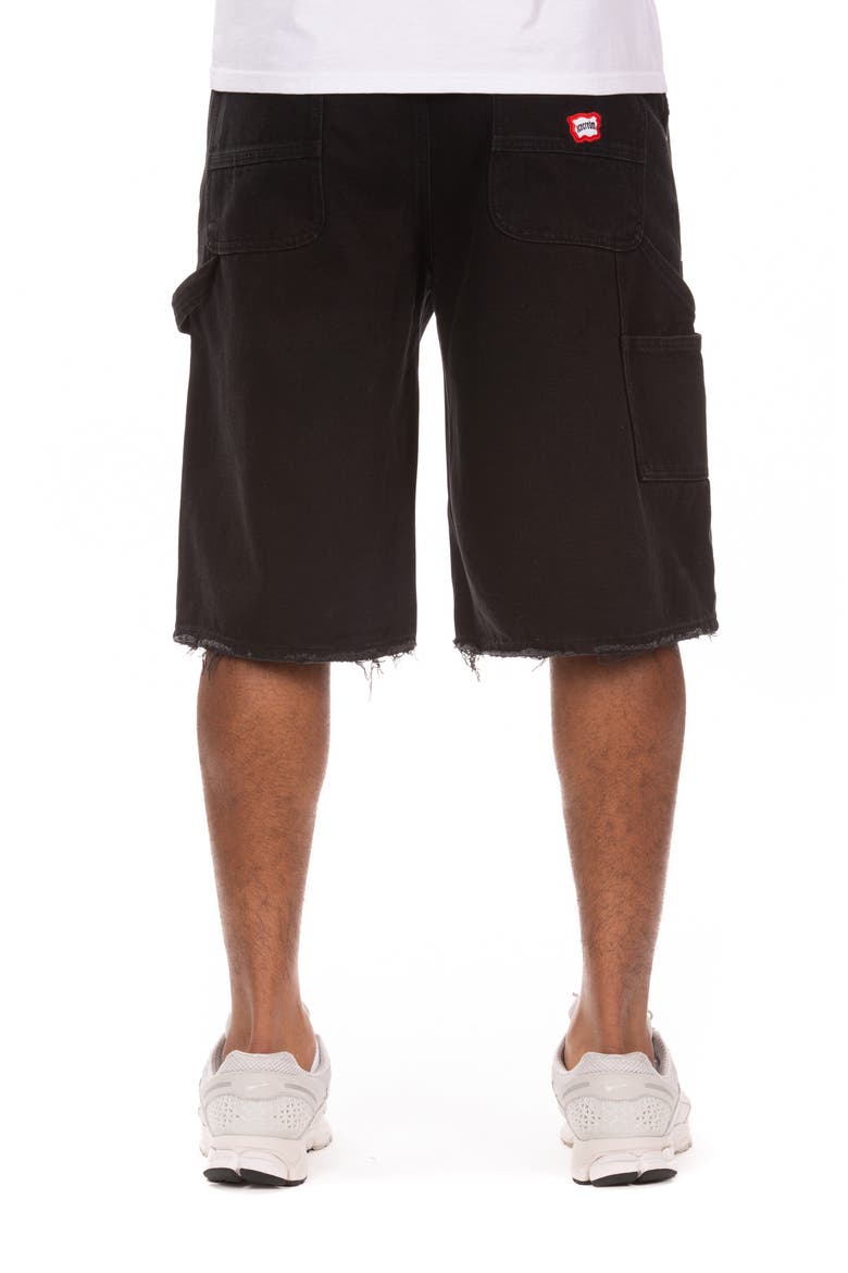 Angelo Logo Detail Denim Utility Shorts, Alternate, color, BLACK CARAMEL