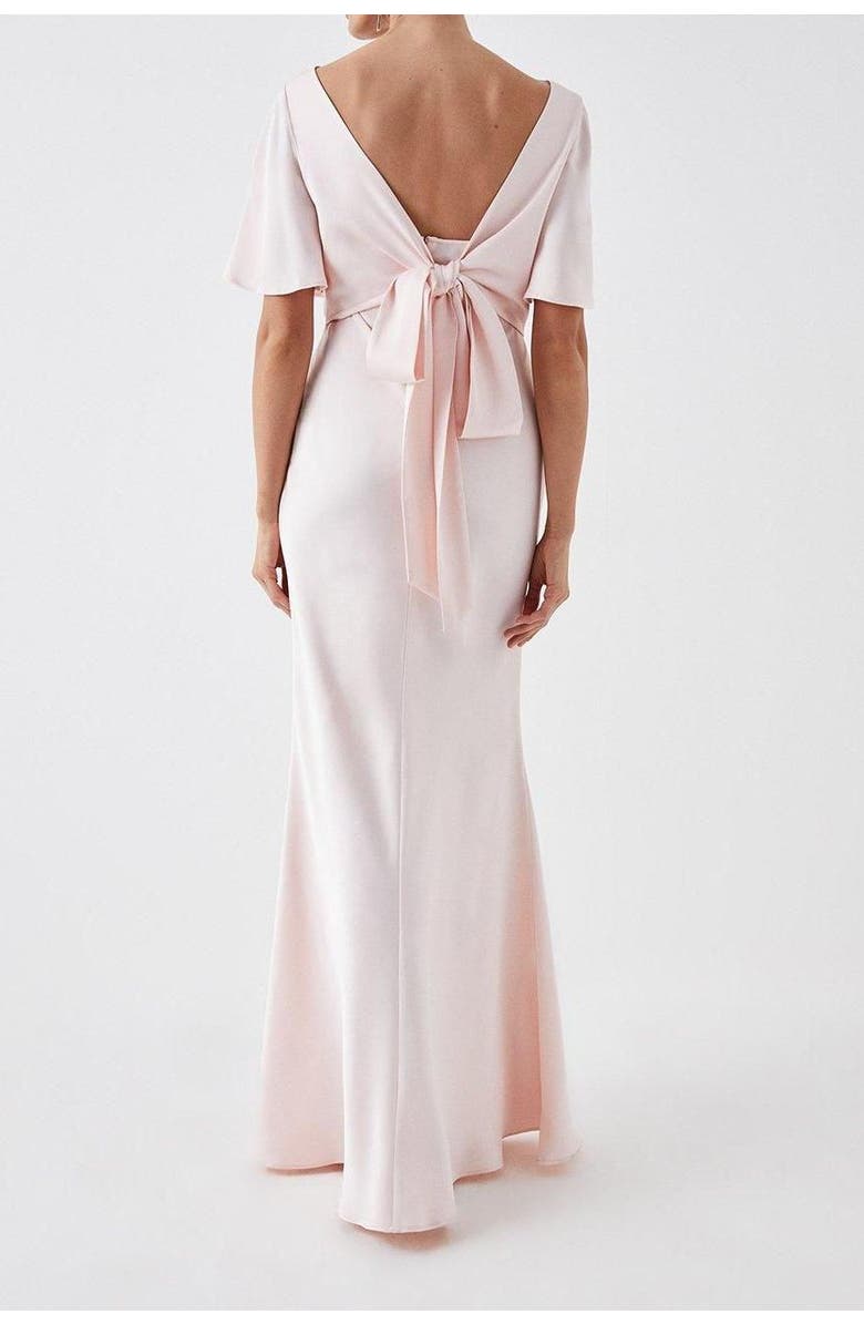 Coast Tie Back Satin Bridesmaid Dress, Alternate, color, Blush