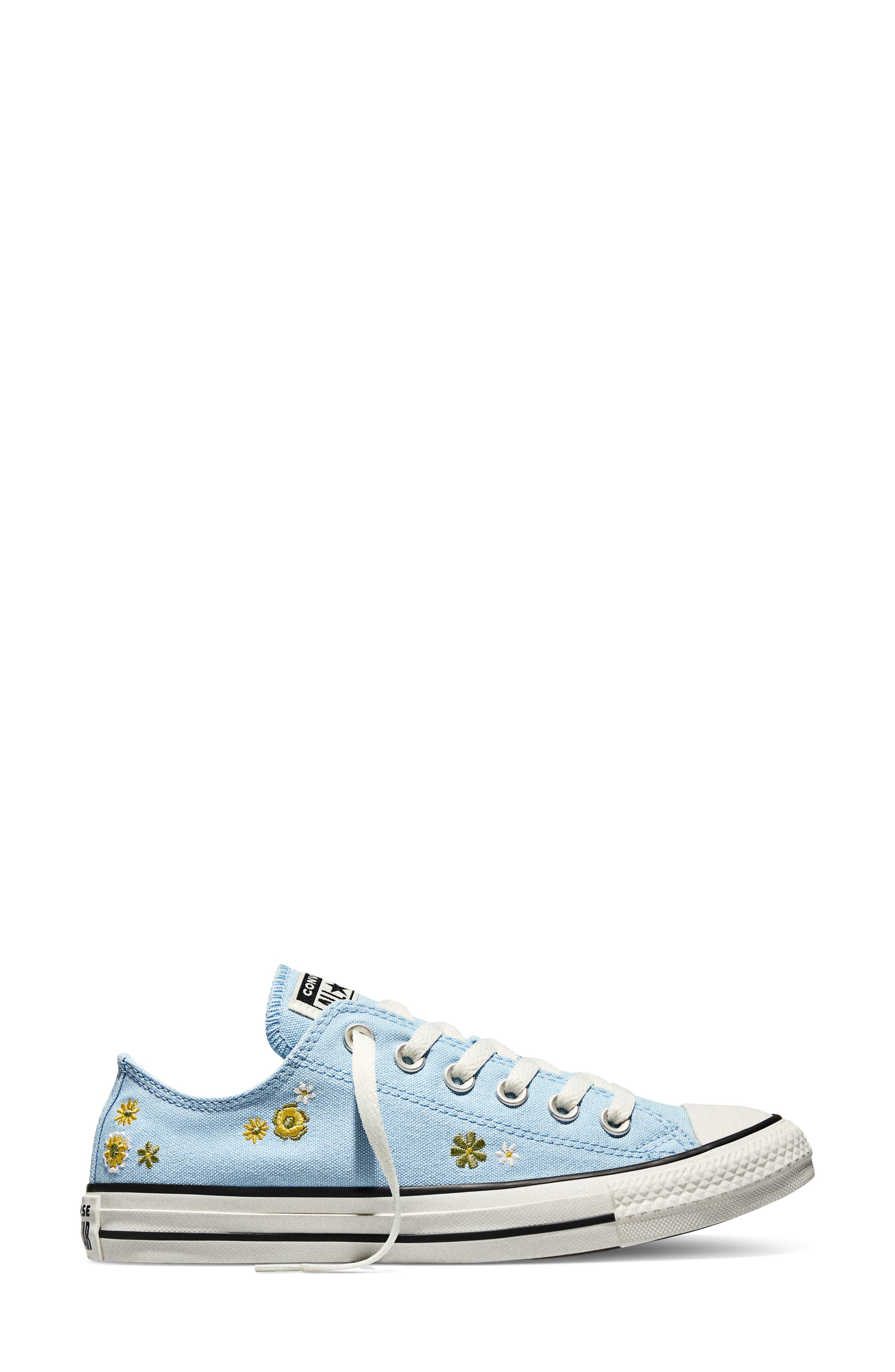 Converse Gender Inclusive Chuck Taylor All Star Floral Embroidered Canvas Low Top Sneaker, Alternate, color, Clear Skies/ Bright Outlook