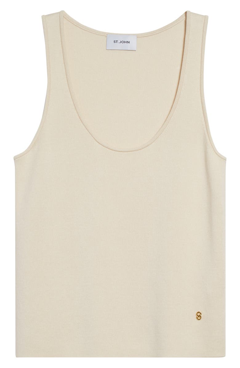 ST. JOHN Silk & Cotton Sweater Tank, Alternate, color, Ecru