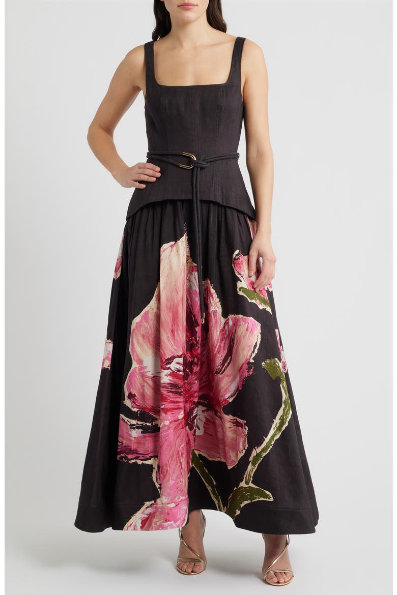 Actonhill Floral Print Cocktail Dress, Alternate, color, GARNET MAGNOLIA