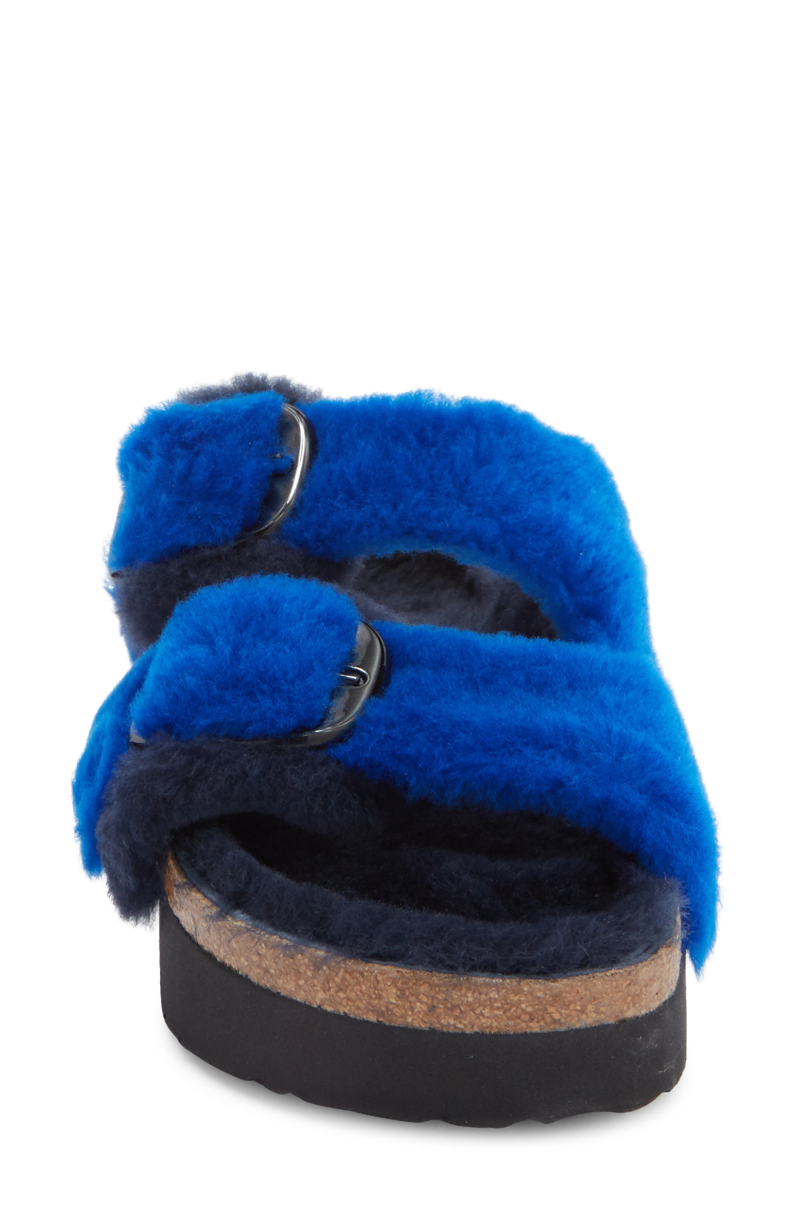 Birkenstock Papillio by Birkenstock Arizona Big Buckle Genuine Shearling Slide Sandal, Alternate, color, Midnight/ Ultra Blue
