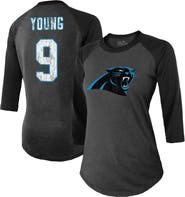 Majestic Threads Women's Majestic Threads Bryce Young Black Carolina Panthers Player Name & Number Tri-Blend 3/4-Sleeve Fitted T-Shirt