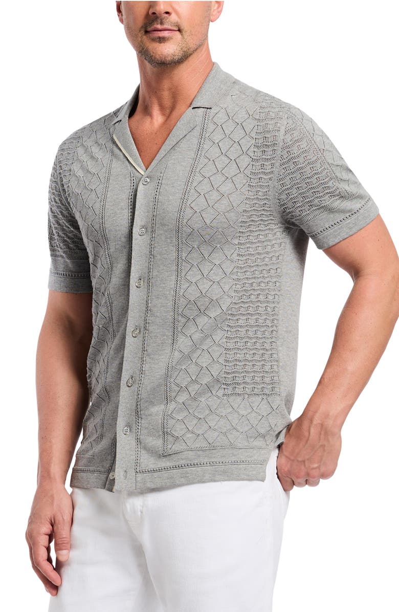 Robert Graham Delmar Pointelle Cotton Button-Up Sweater, Alternate, color, 