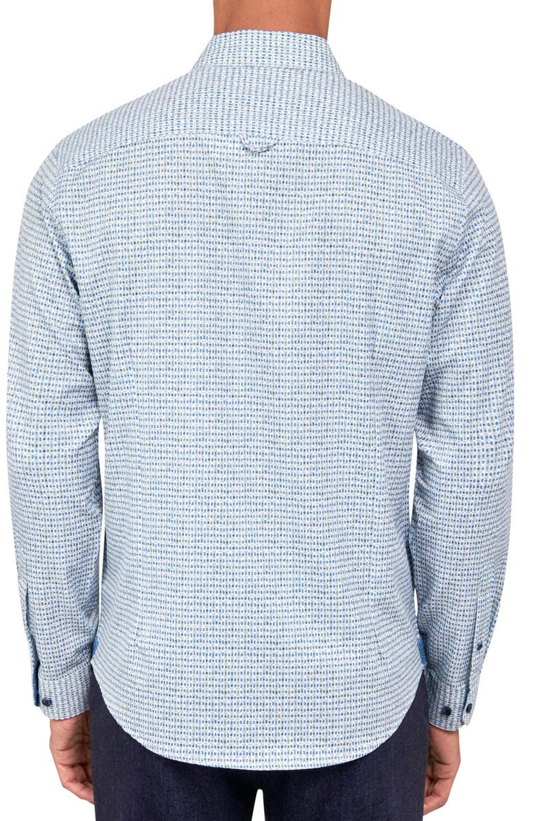 Brooklyn Brigade Watercolor Geometric Long Sleeve Shirt, Alternate, color, Blue/ Green