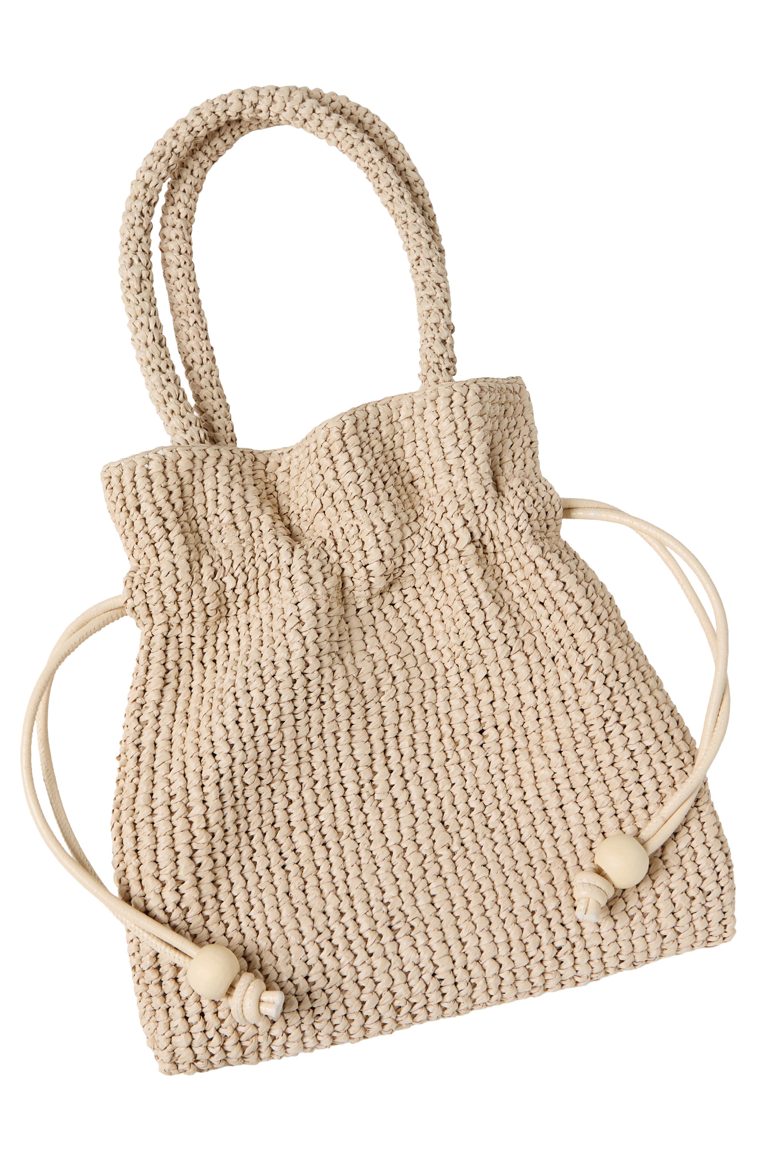 Loeffler Randall Kylie Raffia Drawstring Pouch, Alternate, color, Natural