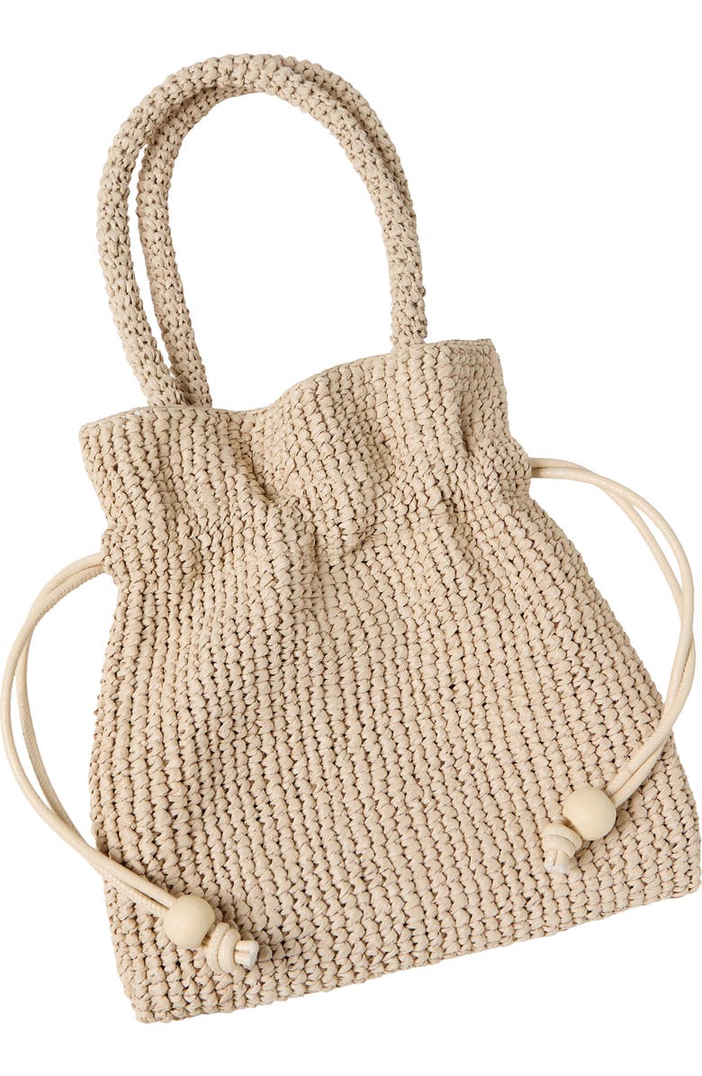 Loeffler Randall Kylie Raffia Drawstring Pouch, Alternate, color, Natural