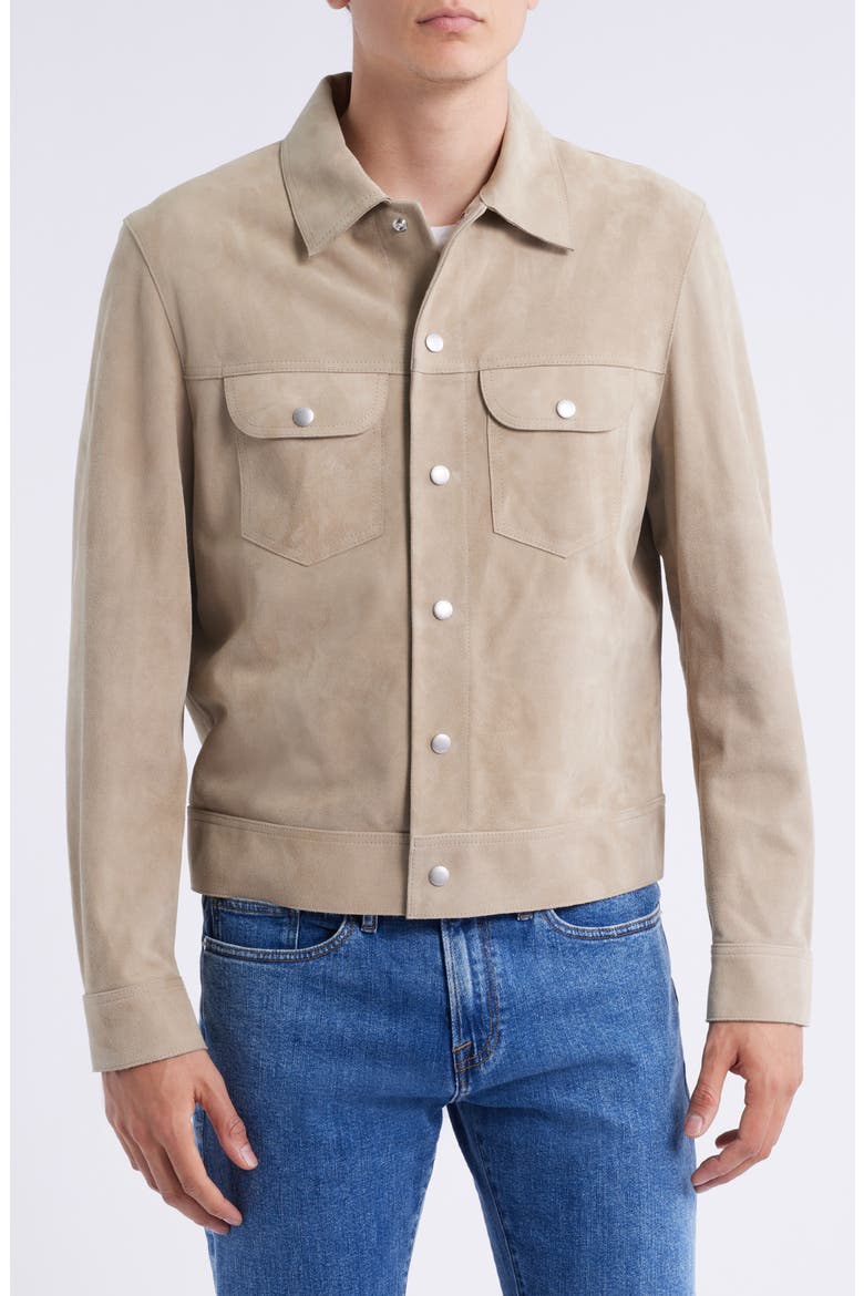 Suede Trucker Jacket, Alternate, color, OXFORD BEIGE