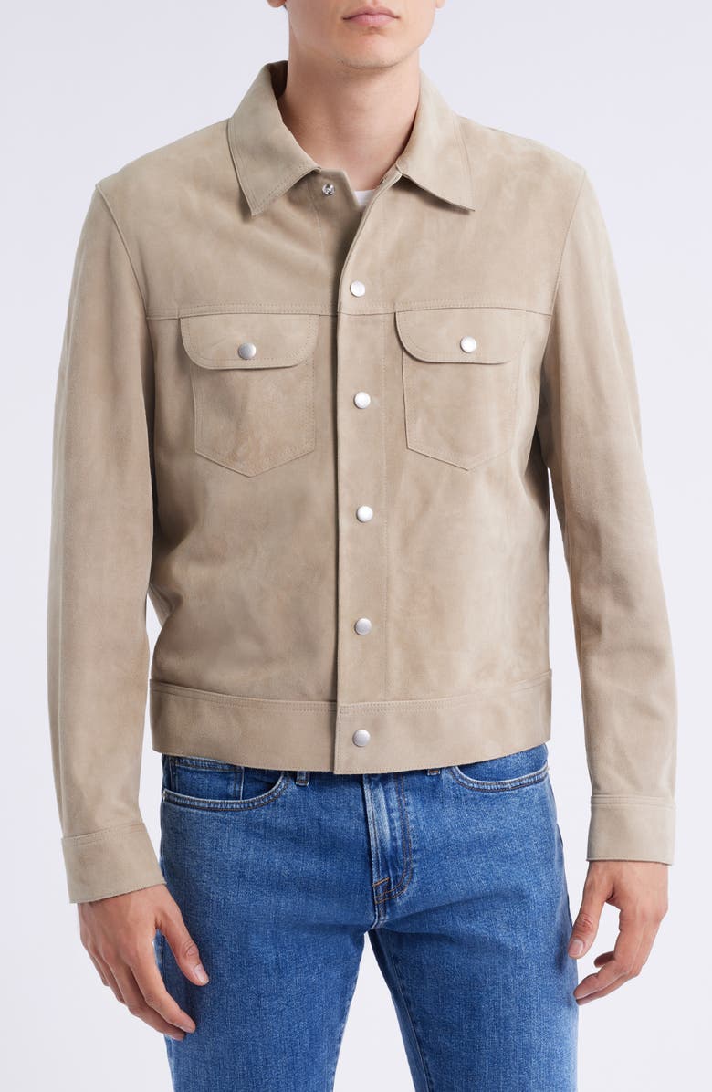 FRAME Suede Trucker Jacket, Alternate, color,