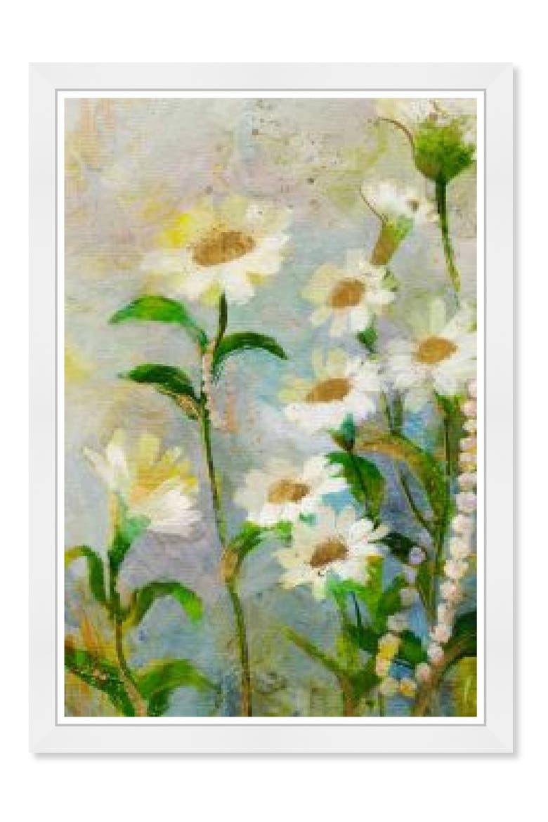 'Daisies' Framed Wall Art, Main, color, GREEN