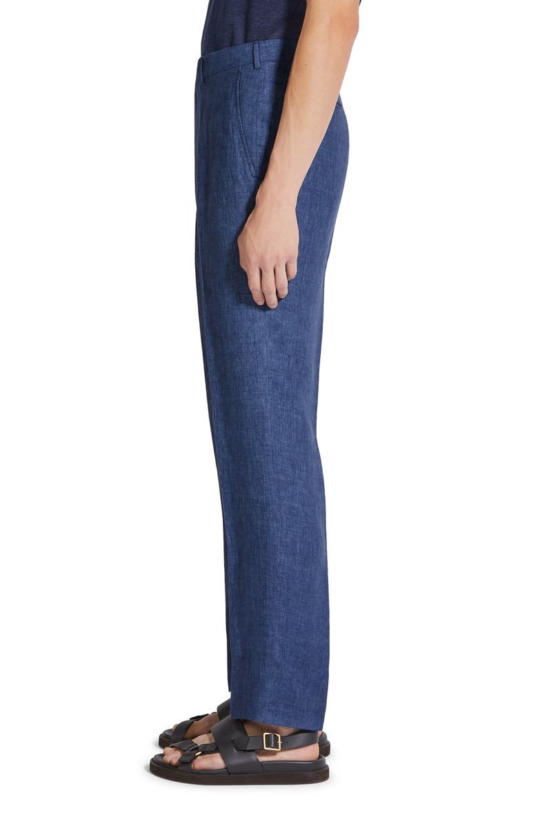 ZEGNA Oasi Linen Trousers, Alternate, color, Blu Ciano