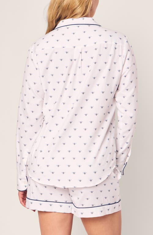 Petite Plume Bee Print Pajama Shorts Set In White