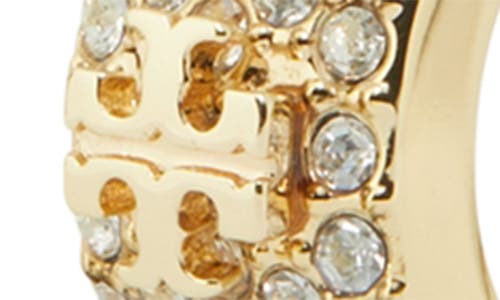 Tory Burch Pavé Huggie Hoop Earrings In Gold