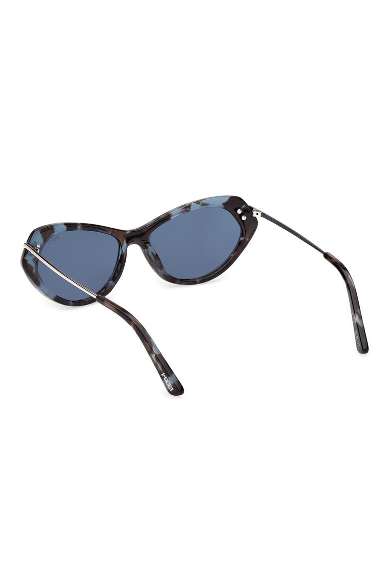 56mm Geometric Sunglasses, Alternate, color, BLUE HAVANA / FISHTAIL LOGO