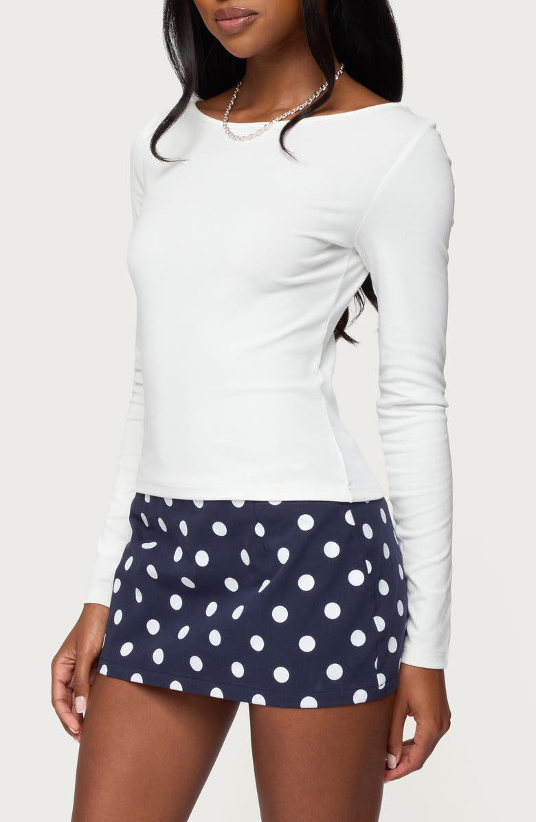 EDIKTED Savi Boat Neck Long Sleeve Top, Alternate, color, White