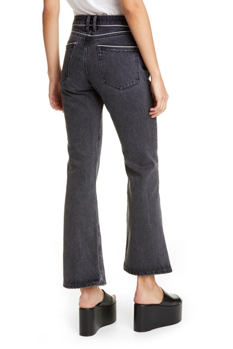 Piping Crop Flare Jeans, Alternate, color, MID BLACK WASH PIPING
