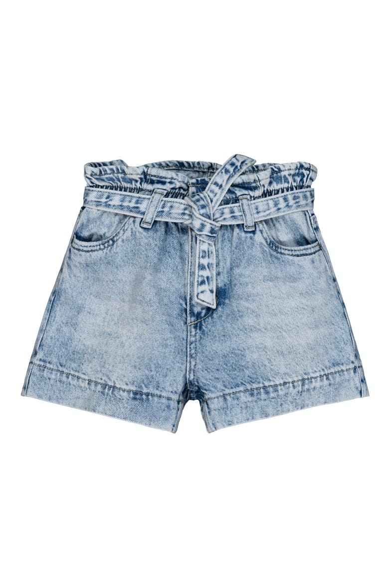Kids' Paperbag Waist Denim Shorts, Main, color, BLEACH WASH