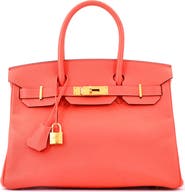 Pre-Owned Hermes Birkin Handbag Red Epsom with Gold Hardware 30