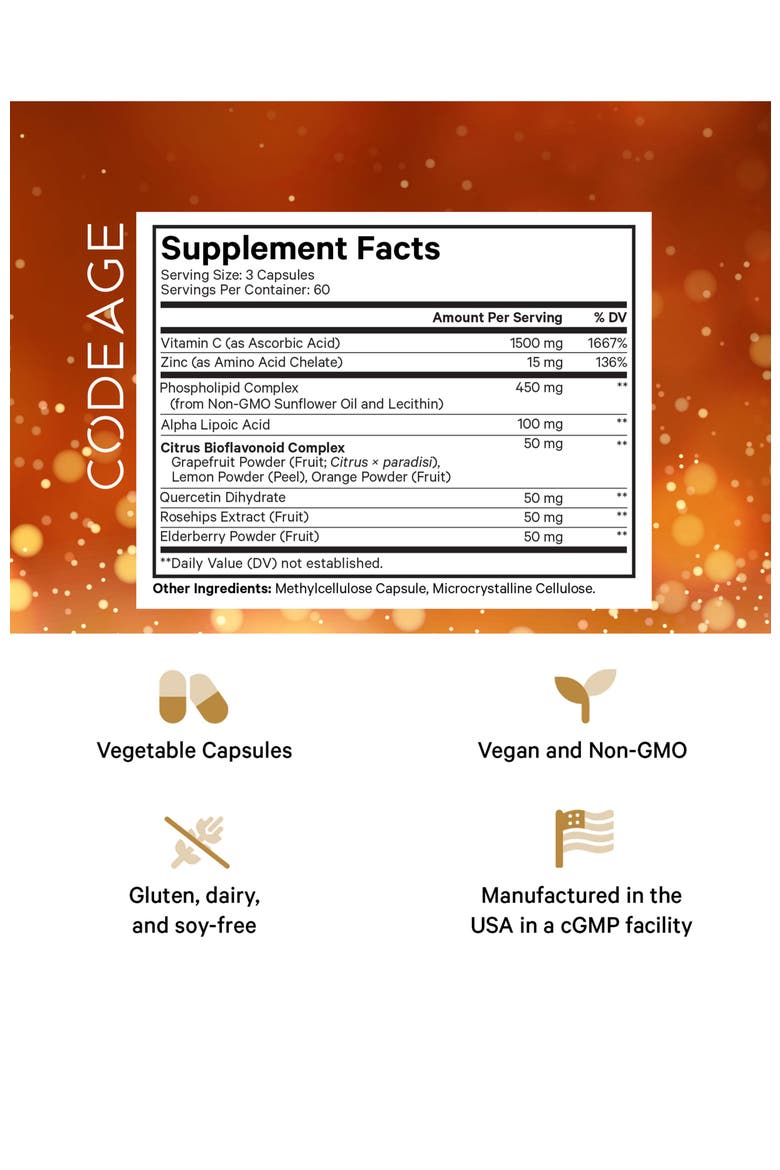 Liposomal Vitamin C 1500mg + Zinc Supplement, Alternate, color, White