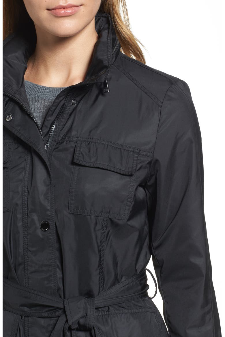 Giselle Stowaway Hood Rain Anorak, Alternate, color, BLACK