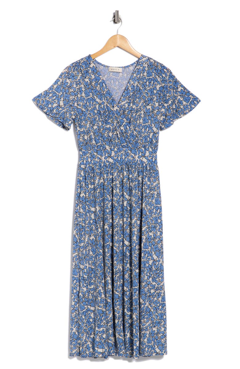 WEST K Floral V-Neck Midi Dress, Alternate, color, Blue Daisy