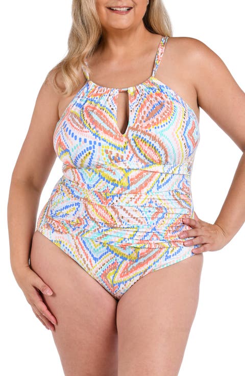 Sunbaked Jewels High Neck Keyhole One-Piece Swimsuit