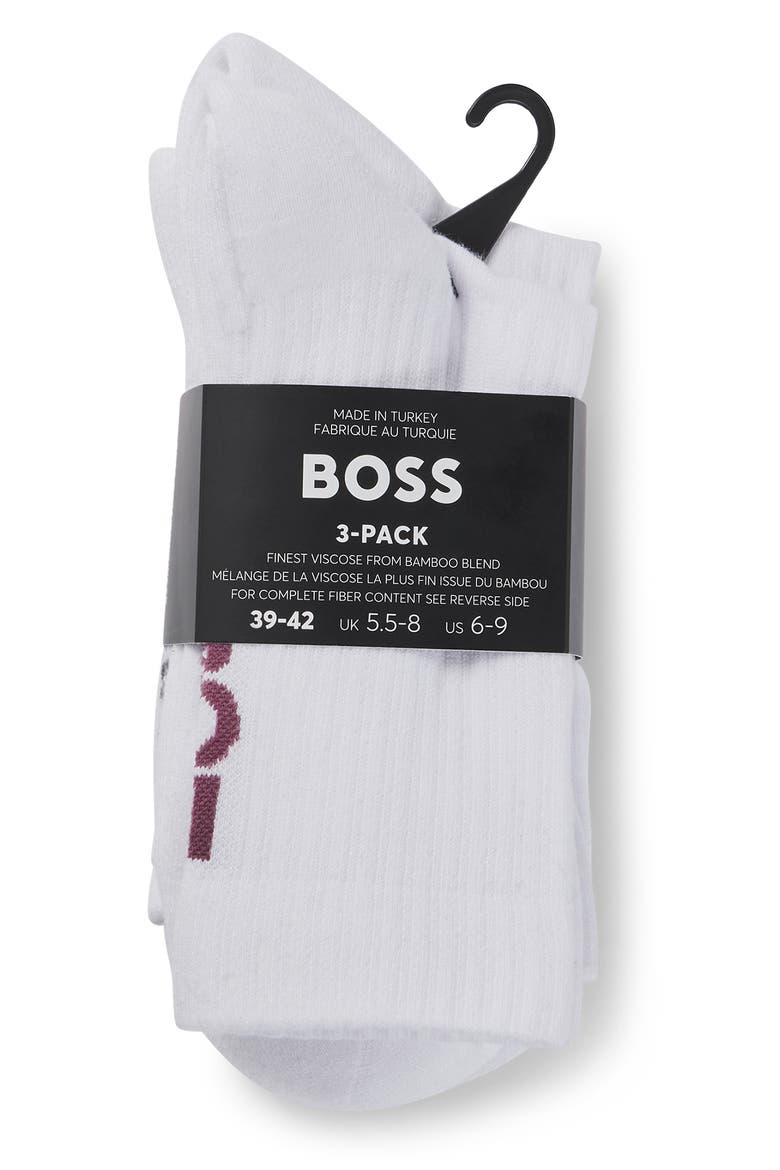 3-Pack Ribbed Crew Socks, Alternate, color, WHITE