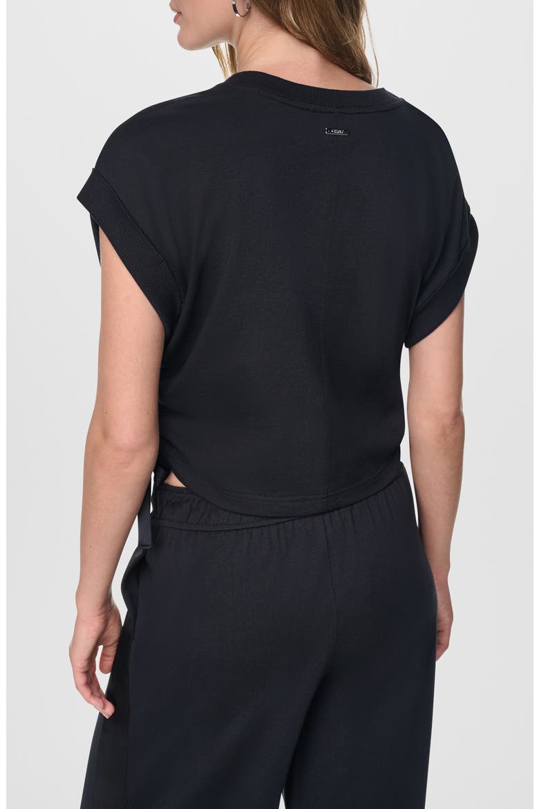 Ruched Side Satin Top, Alternate, color, BLACK