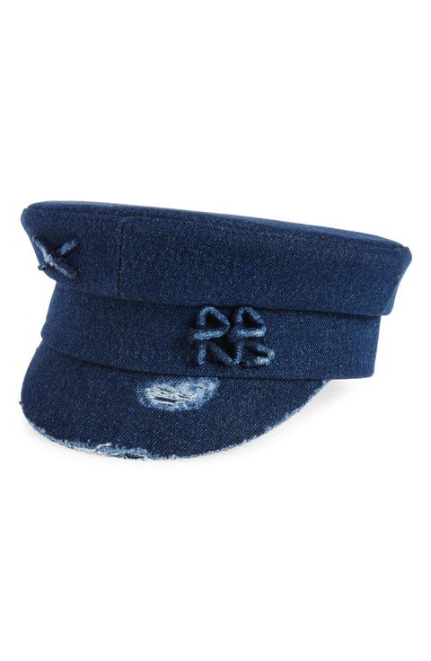 Distressed Denim Newsboy Cap