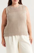 Halogen® Open Stitch Side-Button Cotton Sweater Tank